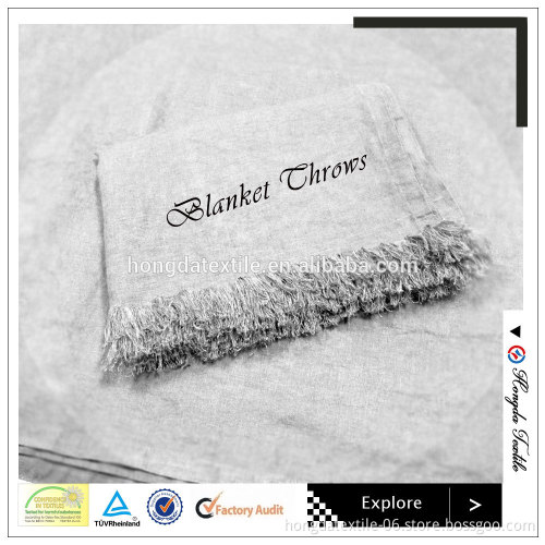 Stone washed French Linen fabric handmade Washable fringed blanket throws
Quality Choice